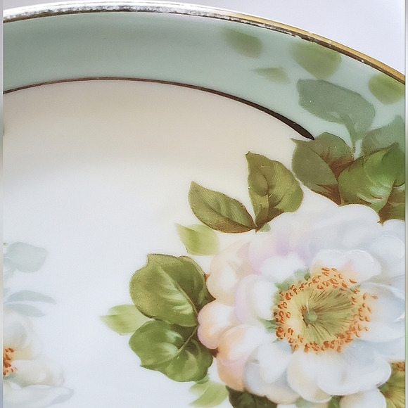 Royal Rudolstadt Prussia Handpainted Plate with White Flowers - Picture 2 of 10